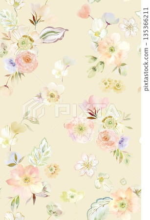 Diverse Delicate Floral And Decorative Pattern Designs In Soft Tones Diverse Delicate Floral And Decorative Pattern Designs In Soft Tones 135366211