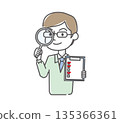 Male worker holding a checklist and a magnifying glass 135366361