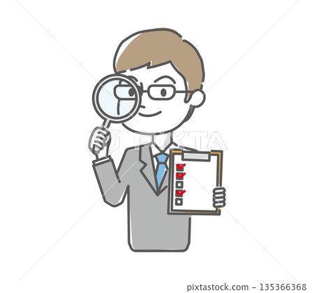 手持清單和放大鏡的商人 135366368