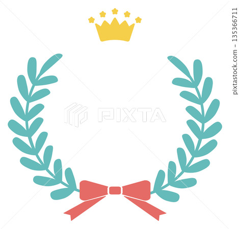 Cute award ranking frame with laurel and ribbon (bow) 135366711