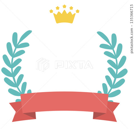 Simple award ranking frame with laurel and ribbon 135366715