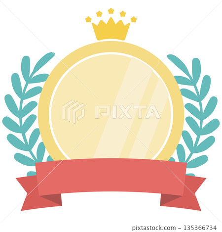 桂冠和絲帶獎等級框（金色） 135366734