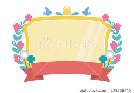 可愛的花束絲帶裝飾盤框 - 獎項等級獎品 135366740