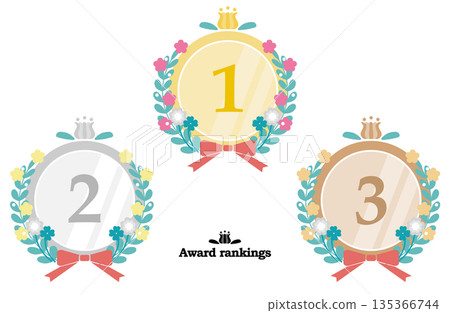 最可愛的花束和絲帶圖標前三名 - 獎項排名素材 135366744