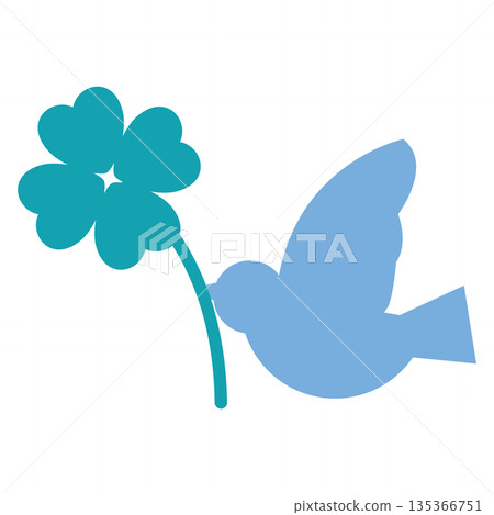 A simple illustration of a bluebird holding a four-leaf clover A simple illustration of a bluebird holding a four-leaf clover 135366751