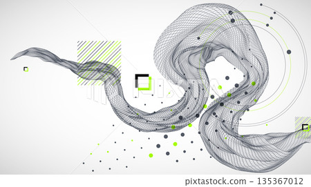 The abstract wave is made in a frame style. Template for science and technology presentation. Vector art. The abstract wave is made in a frame style. Template for science and technology presentation. Vector art. 135367012