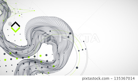 The abstract wave is made in a frame style. Template for science and technology presentation. Vector art. 135367014