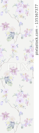 Soft Pastel Floral And Abstract Decorative Pattern Design Collection 135367377