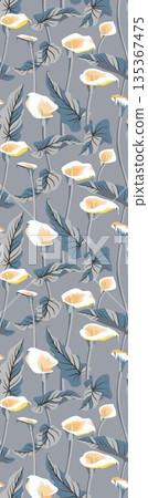 Soft Pastel Floral And Abstract Decorative Pattern Design Collection 135367475