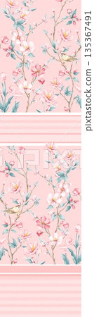 Soft Pastel Floral And Abstract Decorative Pattern Design Collection 135367491