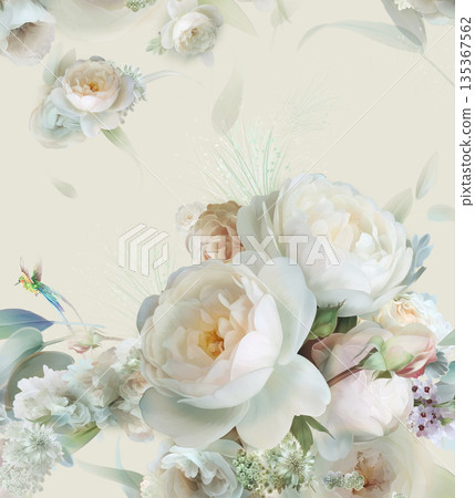 Soft Pastel Floral And Abstract Decorative Pattern Design Collection 135367562