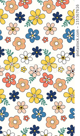 Soft Pastel Floral And Abstract Decorative Pattern Design Collection 135367616