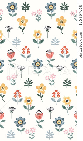 Soft Pastel Floral And Abstract Decorative Pattern Design Collection 135367659