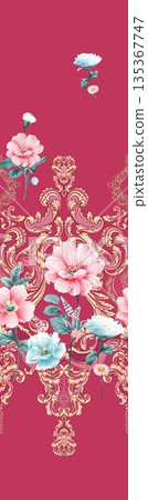 Soft Pastel Floral And Abstract Decorative Pattern Design Collection 135367747