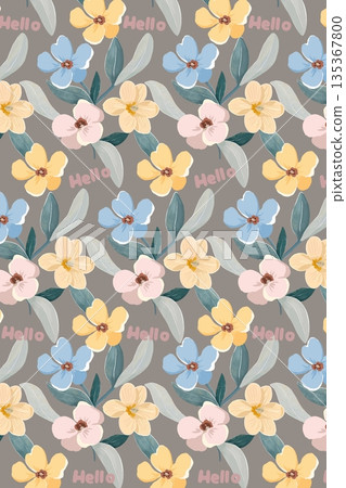 Soft Pastel Floral And Abstract Decorative Pattern Design Collection 135367800