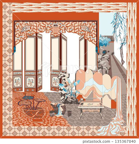 Soft Pastel Floral And Abstract Decorative Pattern Design Collection 135367840