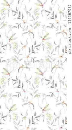Soft Pastel Floral And Abstract Decorative Pattern Design Collection 135367982