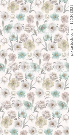 Soft Pastel Floral And Abstract Decorative Pattern Design Collection 135368022