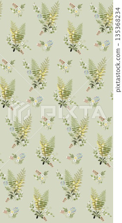 Soft Pastel Floral And Abstract Decorative Pattern Design Collection 135368234