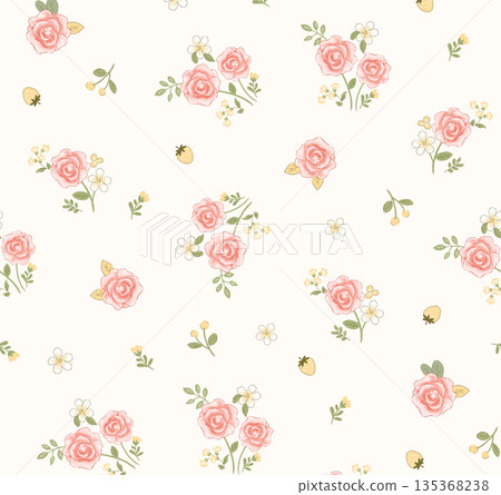 Soft Pastel Floral And Abstract Decorative Pattern Design Collection 135368238