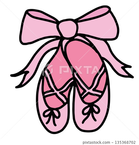 Hand drawn pink ballerina shoe with ribbon for girl power, kid activity, back to school, online shopping, cute stuff, fashion, accessory, grocery shopping, dance class, cute patch, toy, hobby, leisure Hand drawn pink ballerina shoe with ribbon for girl power, kid activity, back to school, online shopping, cute stuff, fashion, accessory, grocery shopping, dance class, cute patch, toy, hobby, leisure 135368702