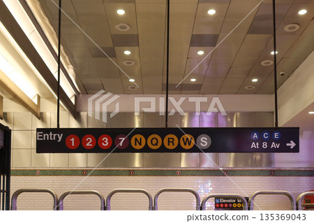 MTA Times Square Station subway sign in New York, NY, USA. August 26, 2025 MTA Times Square Station subway sign in New York, NY, USA. August 26, 2025 135369043