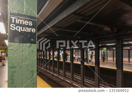 MTA Times Square Station subway sign in New York, NY, USA. August 26, 2025 MTA Times Square Station subway sign in New York, NY, USA. August 26, 2025 135369052