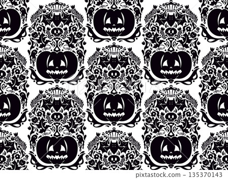 seamless pattern with pumpkins 135370143