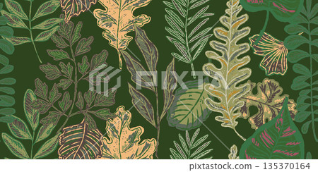 seamless pattern with tropical plants 135370164