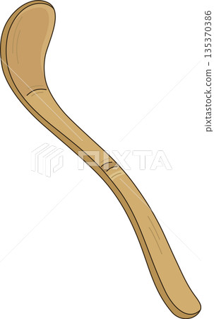 Minimalist Illustration of a Traditional Japanese Bamboo Matcha Scoop for Tea Ceremony and Cafe Decor Minimalist Illustration of a Traditional Japanese Bamboo Matcha Scoop for Tea Ceremony and Cafe Decor 135370386