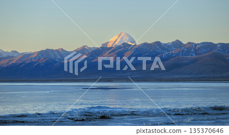 Mount Kailash and mapang yongcuo landscape in tibet, China Mount Kailash and mapang yongcuo landscape in tibet, China 135370646