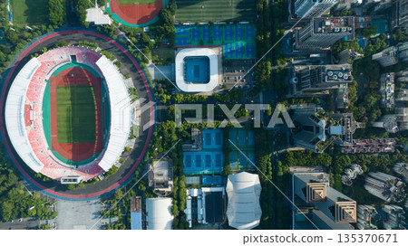 Aerial view of landscape in Guangzhou city, China Aerial view of landscape in Guangzhou city, China 135370671