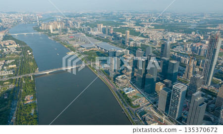 Aerial view of landscape in Guangzhou city, China 135370672