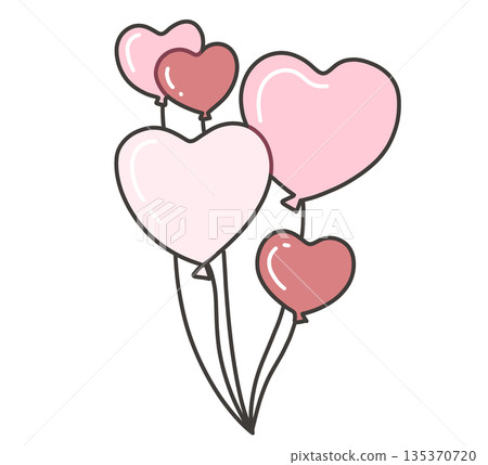 Illustration of multiple pink heart balloons 135370720