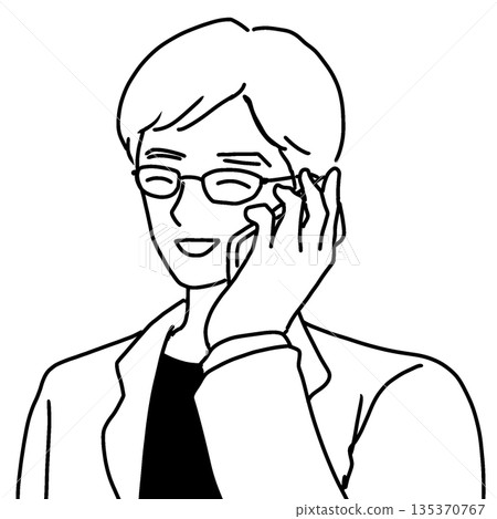 A man talking on a smartphone (facing left) 135370767