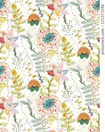 Collection Of Diverse Soft Colored Floral And Decorative Pattern Designs 135371046