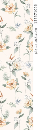 Collection Of Diverse Soft Colored Floral And Decorative Pattern Designs 135371096