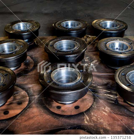 The wheel of a trolley, a wagon for rails. Mechanical engineering. Finished products. The wheel of a trolley, a wagon for rails. Mechanical engineering. Finished products. 135371258