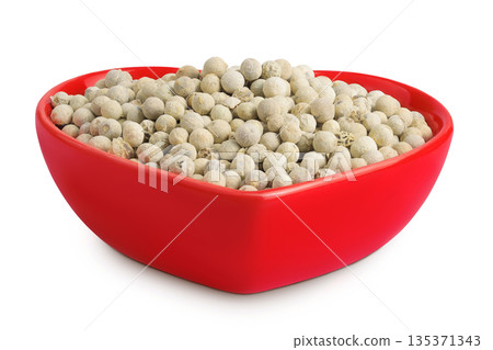 White peppercorns or pepper in ceramic bowl isolated on white background White peppercorns or pepper in ceramic bowl isolated on white background 135371343