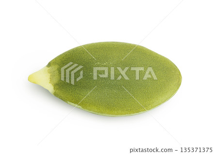 Peeled pumpkin seeds isolated on white background. Top view. Flat lay 135371375