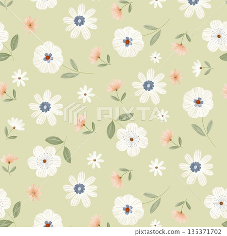 Collection Of Diverse Soft Colored Floral And Decorative Pattern Designs 135371702