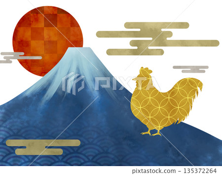 吉祥的日式新年雞插圖 135372264