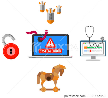 Cyber Crime Concept with Virus 135372450