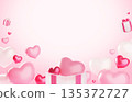Heart Shaped Balloons with Gift Box Horizontal Banner for Valentine's Day 135372727