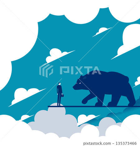 Risk management. A businessman and a large bear 135373466