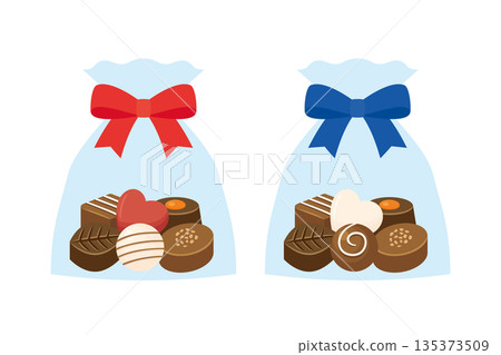 Illustration material of Valentine's Day chocolates in a bag 135373509