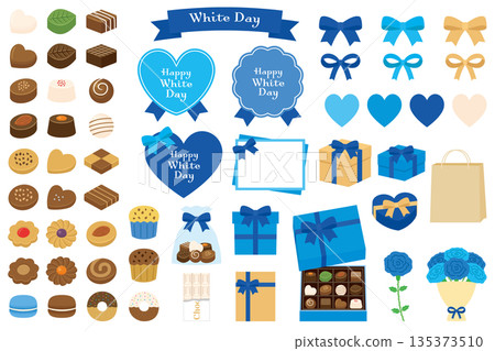 Cute White Day illustration material set 135373510