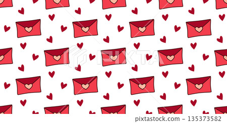 Cute romantic seamless pattern with love letters 135373582