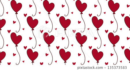 Red heart shaped balloons create seamless pattern Red heart shaped balloons create seamless pattern 135373583