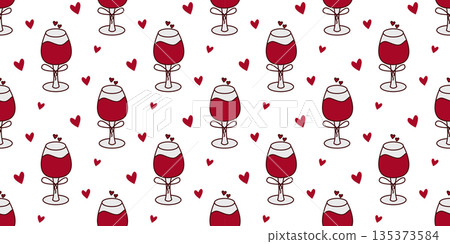 Glasses with red wine seamless pattern 135373584